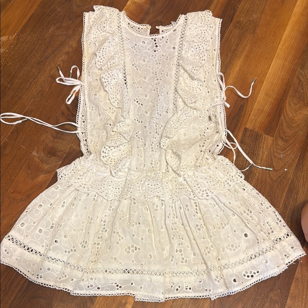 Zimmermann Cream Eyelet Lace Top